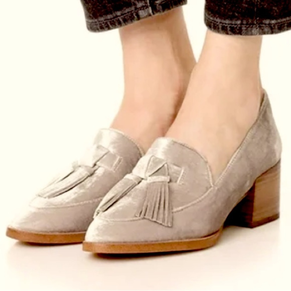 REBECCA MINKOFF EDIE VELVET TASSEL BLOCK HEEL LOAFER SIZE 10